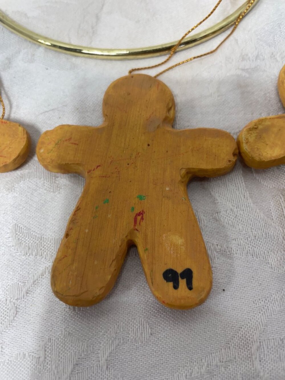 VTG Gingerbread Man Christmas Tree Ornaments Set Of 3 Handcrafted Holiday Decor - Picture 9 of 10